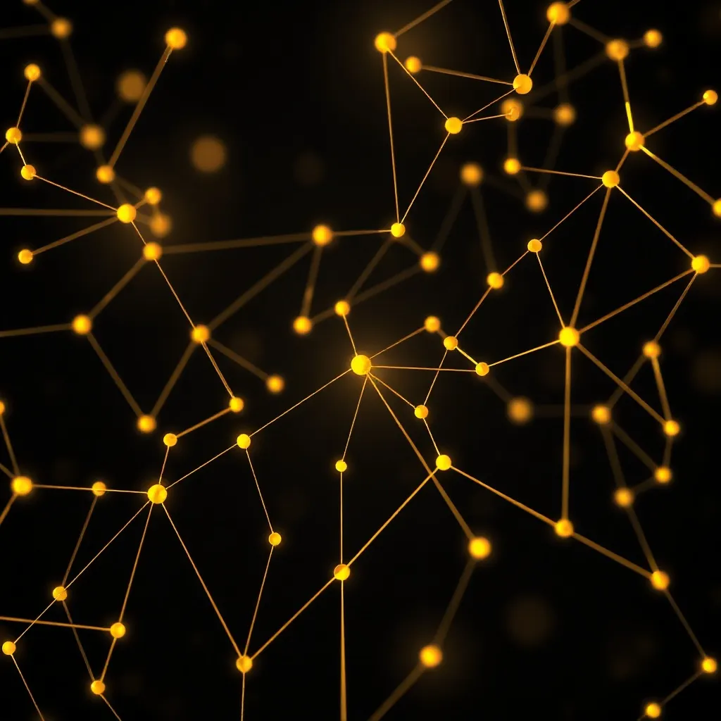Abstract digital visualization of data points connecting in